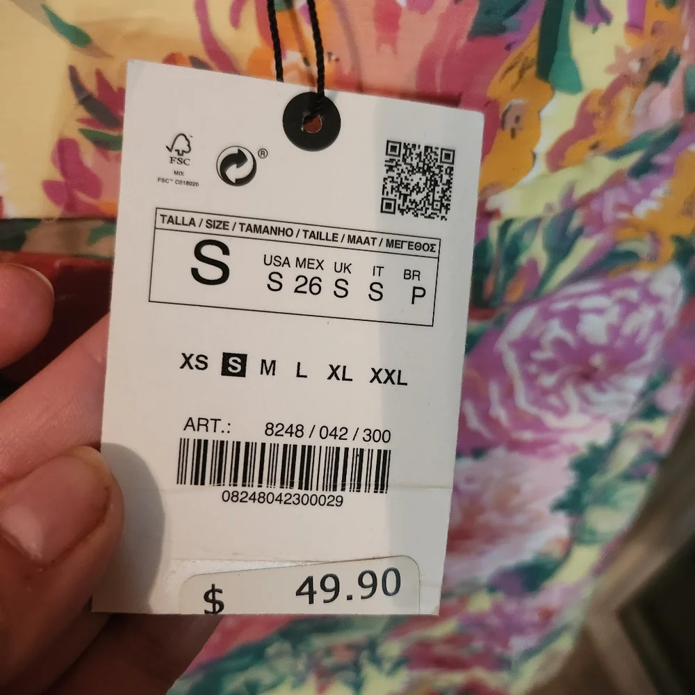 ZARA Floral Belted Bow Front Skirt Size S NEW